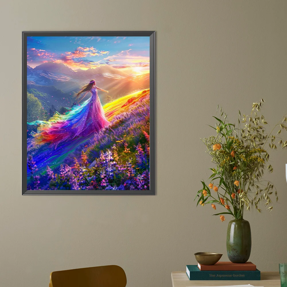 5D DIY Full Round Drill Partial AB Diamond Painting Girl Kit Art Decor 45x55cm