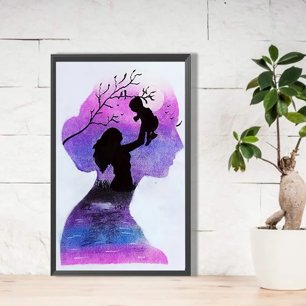 Full Round Diamond Painting 30*50cm - Mother Earth Silhouette