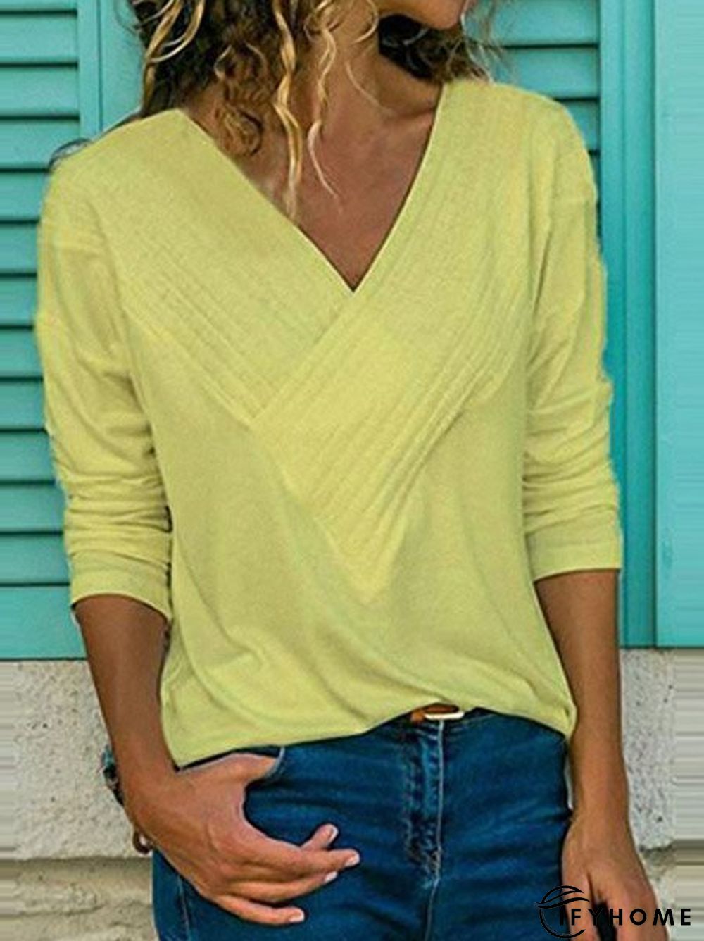 V Neck Elegant Regular Fit T-shirt & Tees | IFYHOME