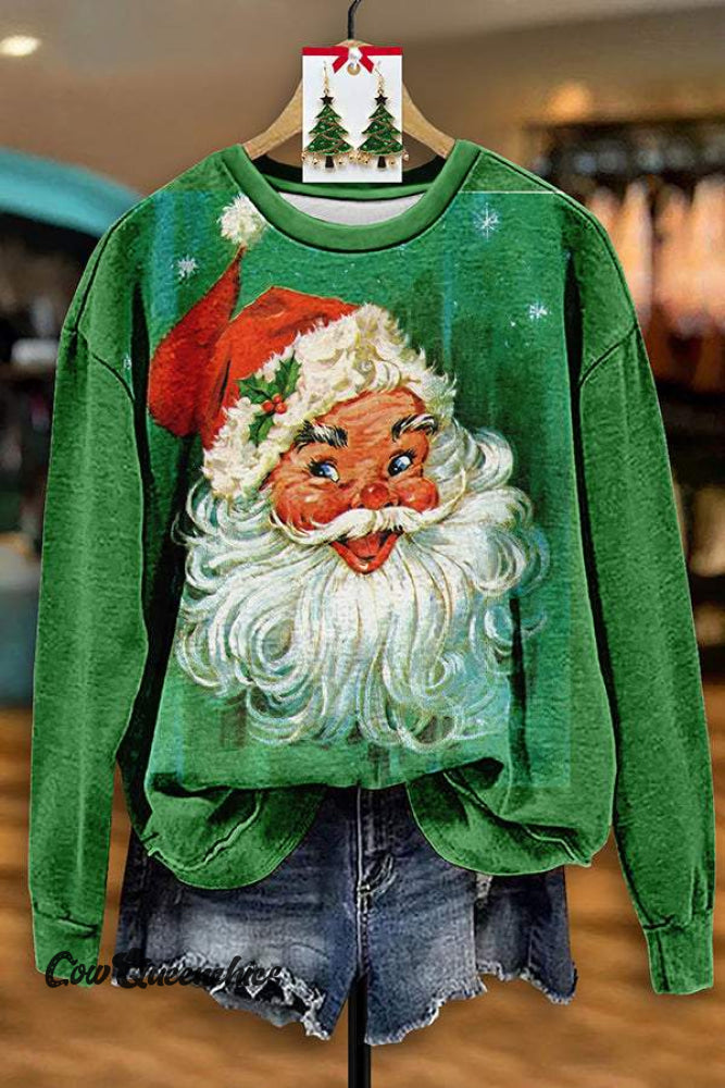 Christmas Print Casual Sweatshirt Green / S