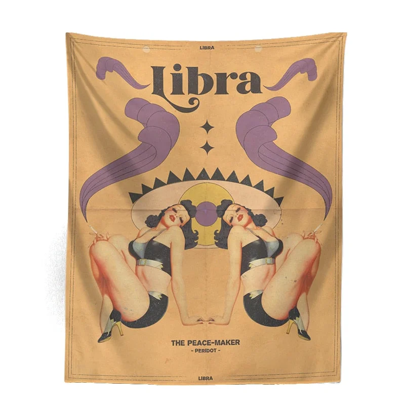 12Constellation Tarot Tapestry retro modern woman Tarot Wall Hanging sexy woman Room Decor Bedspread Cover Sun starry Wall Decor