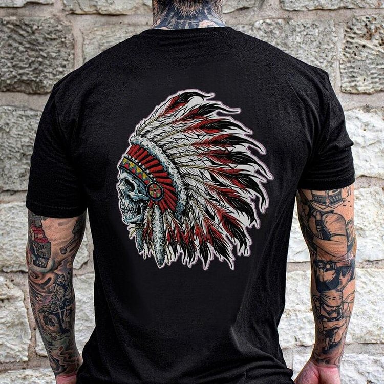 Chief Skull Print Short-Sleeved T-Shirt