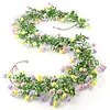 Spring Easter Decoration Garland 210cm Artificial Colourful Garland with Eggs and Green Leaves for Home Party Wall Fireplace Stairs Window