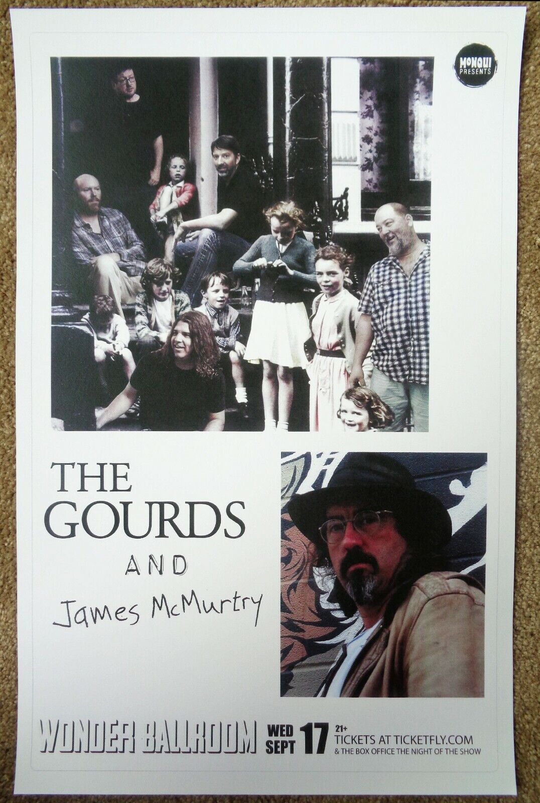 THE GOURDS & JAMES McMURTRY 2012 Gig POSTER Portland Oregon Concert