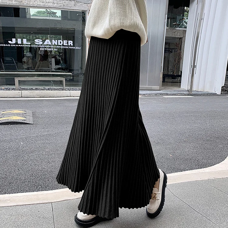 Elegant Pleated Thickened High-Waisted Skirt