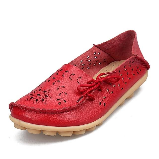 Women's Casual Genuine Leather Shoes Loafers Slip-On Flats Moccasins Shoes