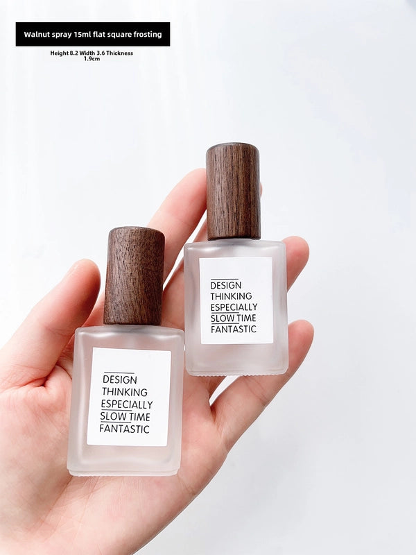 Perfume Sub-bottle High-end Portable 10 Ml Small Sample Bottle Press Bottle Glass Spray Replacement Bottle Wooden Lid Empty Bottle