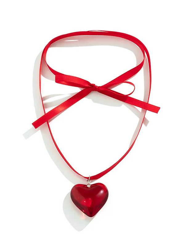 Heart Shape Streamer Tied Necklaces Accessories