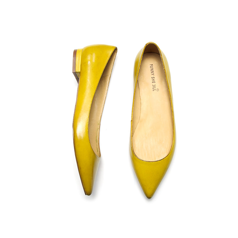 Pointed Toe Flats Ballet Flats Leather Shoes For Women