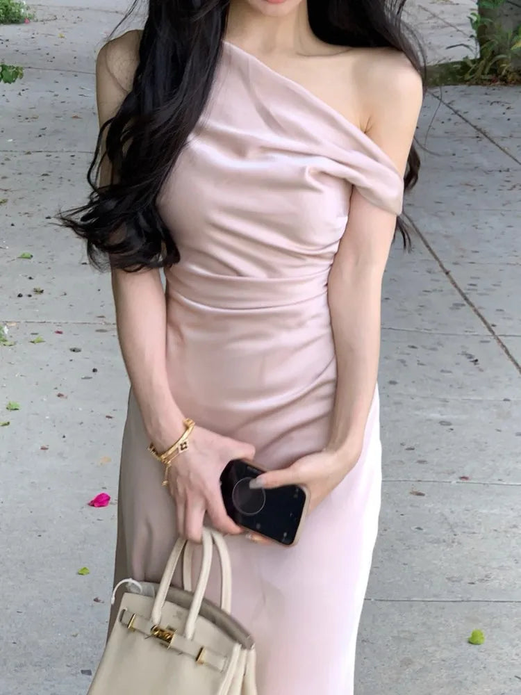 Aiertu Summer Elegant and Chic Women Bodycon Satin Party Dress Vintage Slim Casual Solid Birthday Prom Vestidos Female Clothes Mujers Aiertu