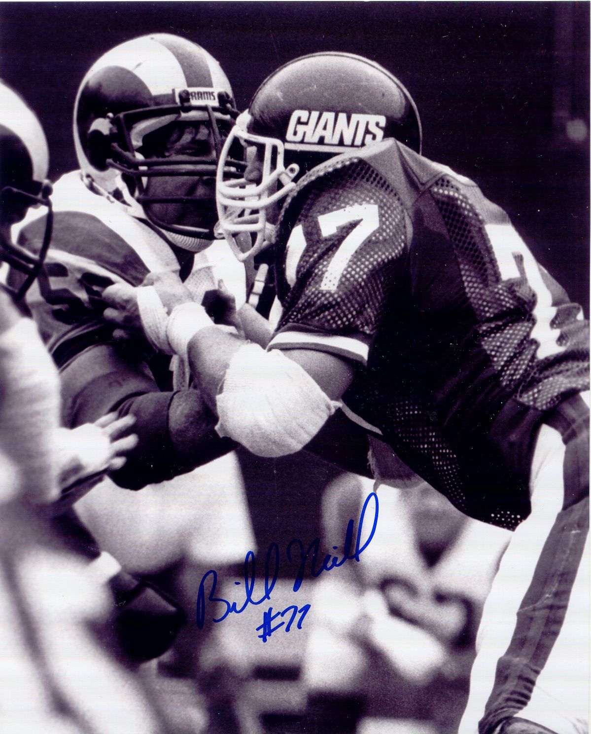 BILL NEILL NY GIANTS SIGNED AUTOGRAPH 8X10 Photo Poster painting #2 W/ PROOF