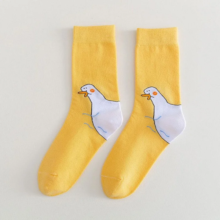 Goose Duck Cartoon Mid-calf Cotton Socks - Modakawa Modakawa