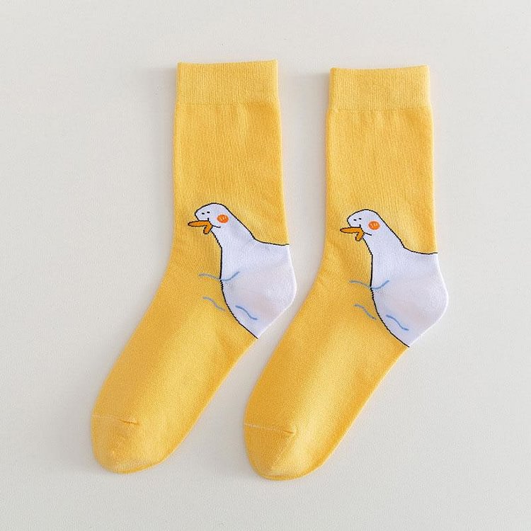 Goose Duck Cartoon Mid-calf Cotton Socks - Modakawa Modakawa