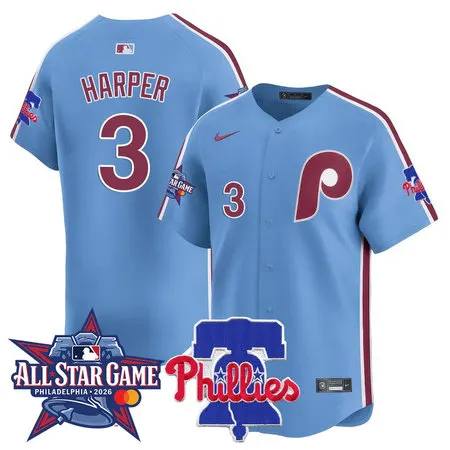 Youth Philadelphia Phillies #3 Bryce Harper Light Blue 2026 MLB All-Star Jersey