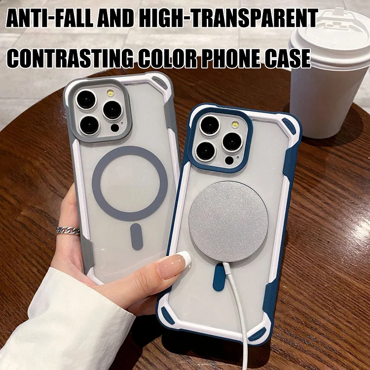 Suitable For iPhone15 Two-color Anti-fall And High-Transparent Contrasting Color Phone Case