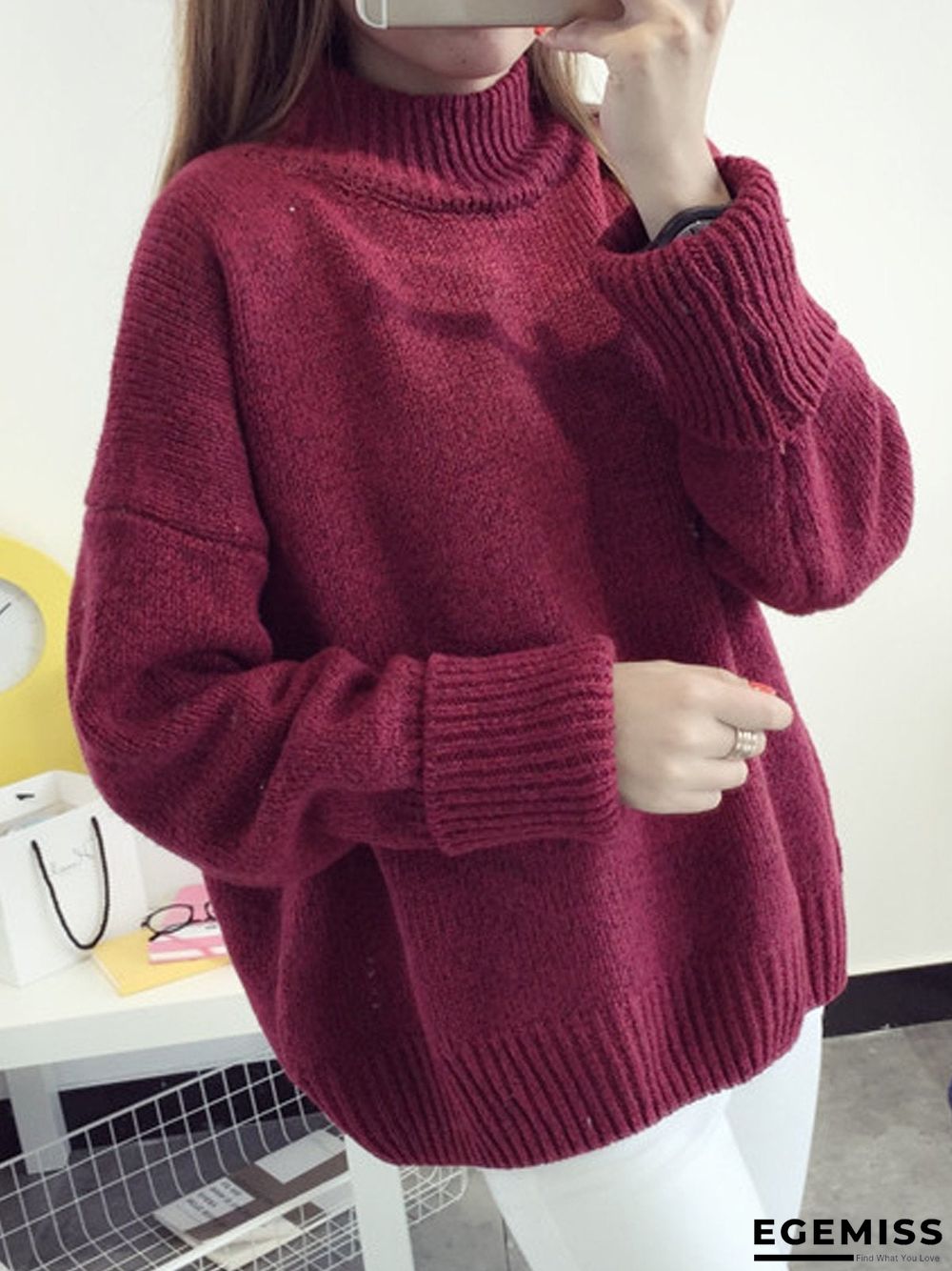 High neck pullover female loose sweater | EGEMISS