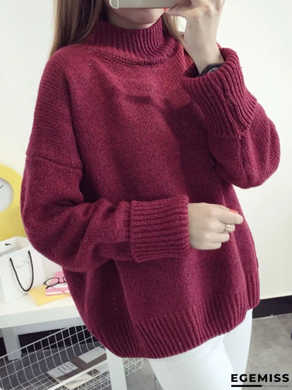 High neck pullover female loose sweater | EGEMISS