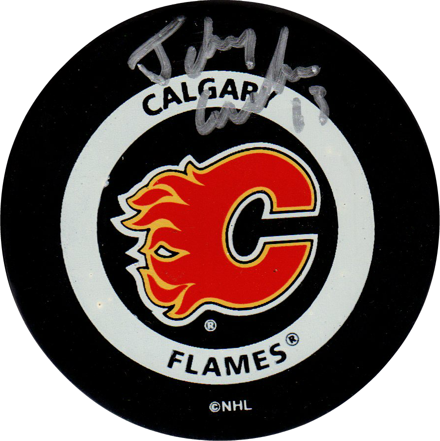 Johnny Gadreau autographed signed puck NHL Calgary Flames Player Hologram