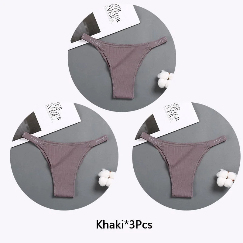 FINETOO 3Pcs/set Women Thongs Fashion Letter Cotton Panties M-XL Female Underpants Ladies Sexy Underwear Women Bikini Panty New