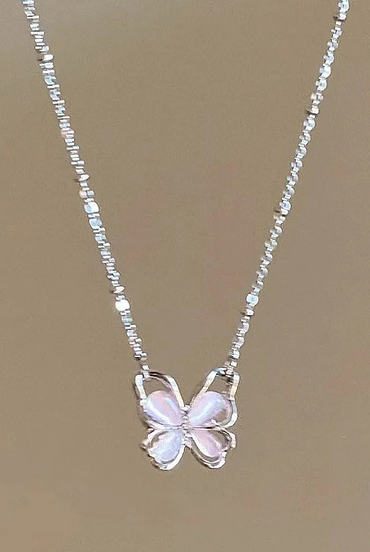 Strawberry Quartz Pendant Necklace Sweet Collarbone Chain