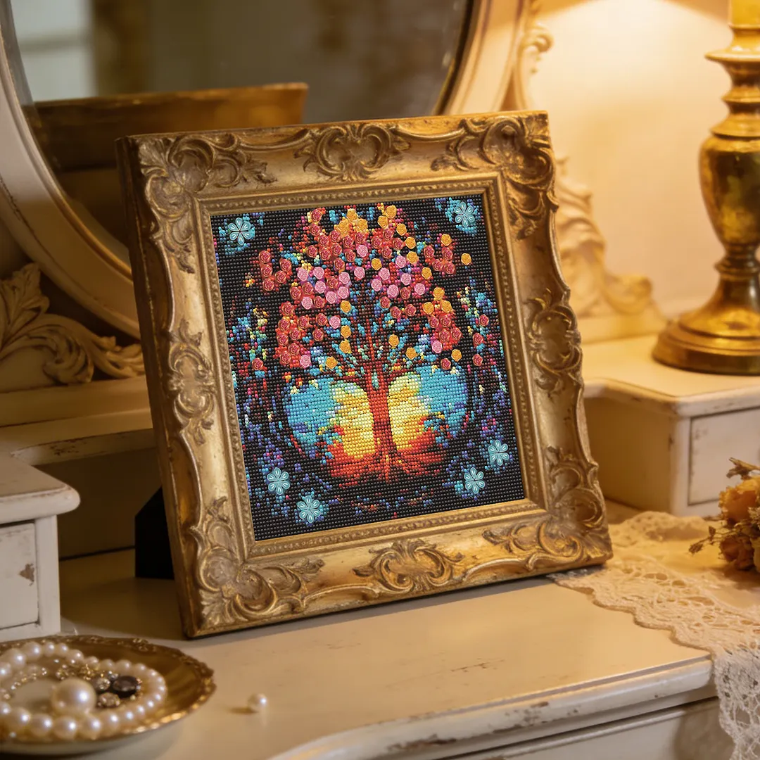 Flower Tree Silhouette Special Shaped 5D DIY Full Drill Diamond Painting Kits for Adults Beginners Home Decor Diamond Art Kit 11.81 X11.81inch