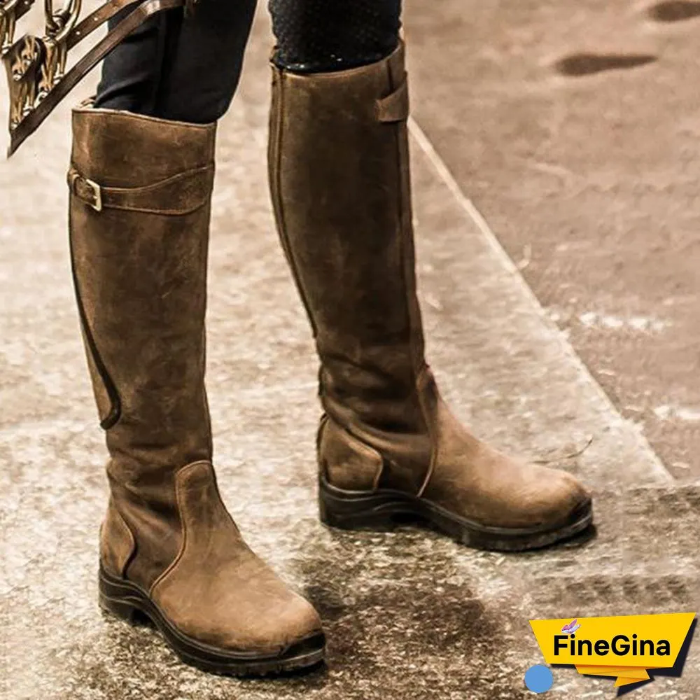 Women Leather Low Heel Daily Boots
