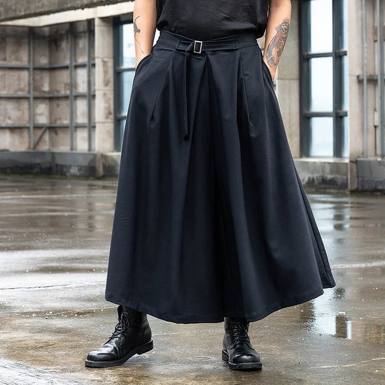 Japanese Darkwear Culottes A-line Loose and Comfortable Pants-dark style-men's clothing-halloween