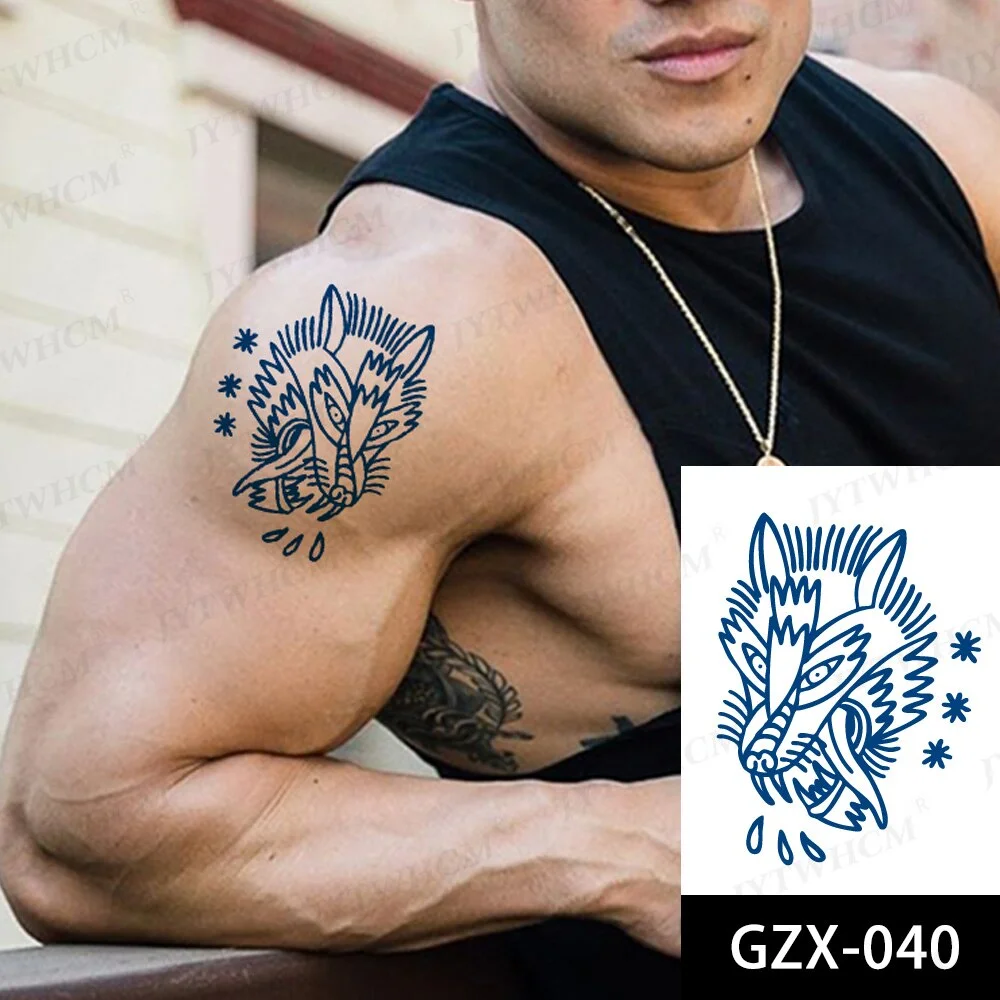 Sdrawing Stickers Semi-permanent Plant Lasting Tattoo Blue Henna Lace Flower Arm Non-reflective Herbal Juice Tattoo Waterproof