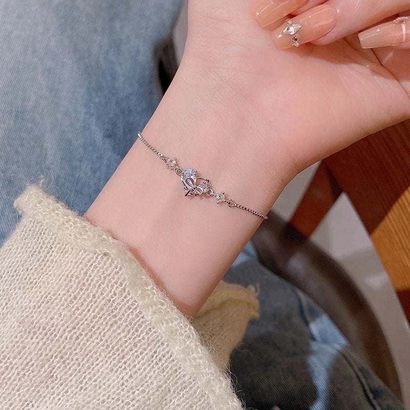 Modern Style Heart Shape Flower Bow Knot Copper Bracelets In Bulk