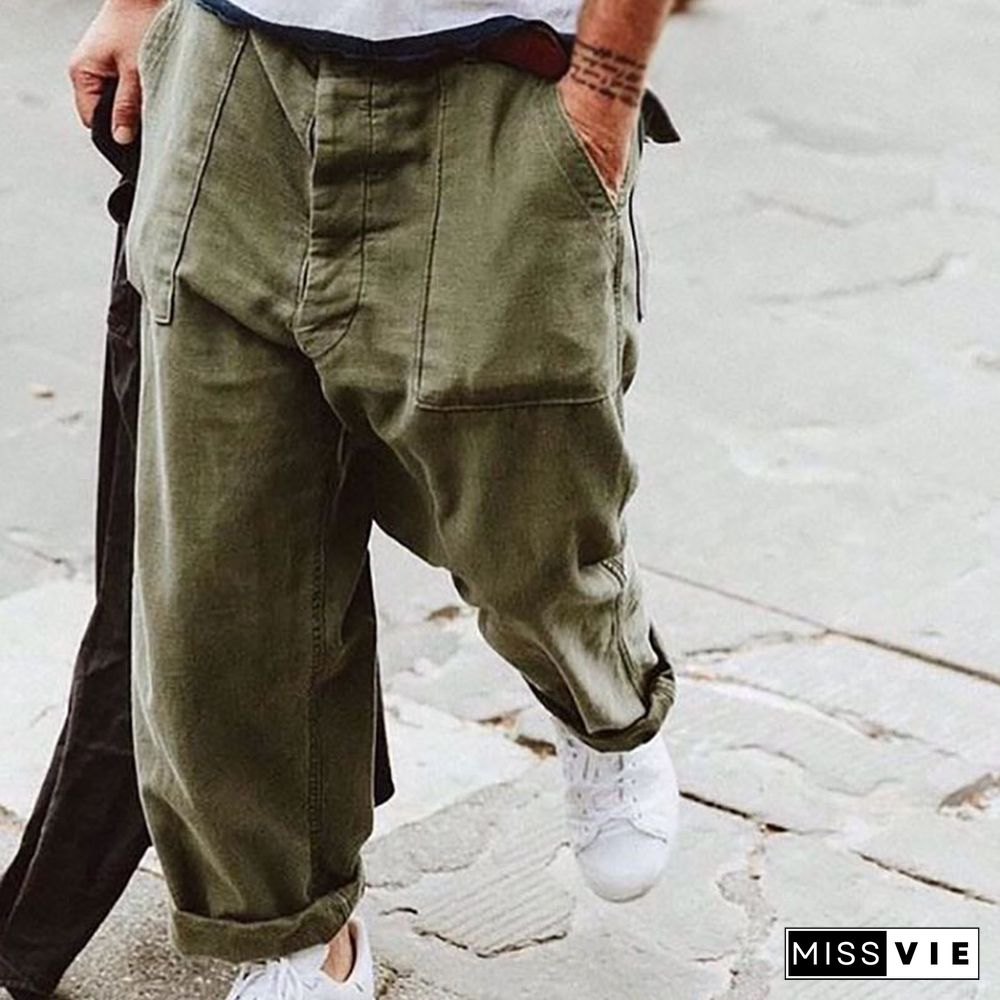 Casual Mens Solid Color Loose Pants