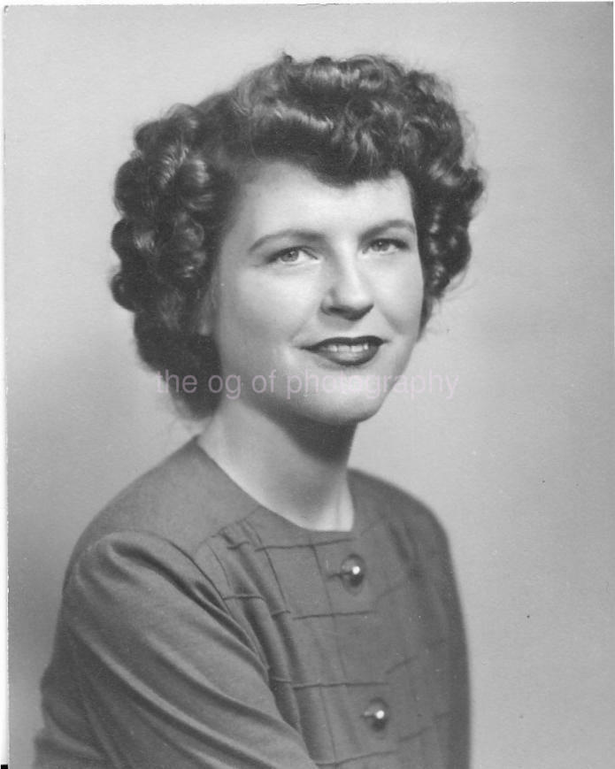 1940's 50's WOMAN Found Photo Poster painting bwOriginal Portrait VINTAGE 012 5 L