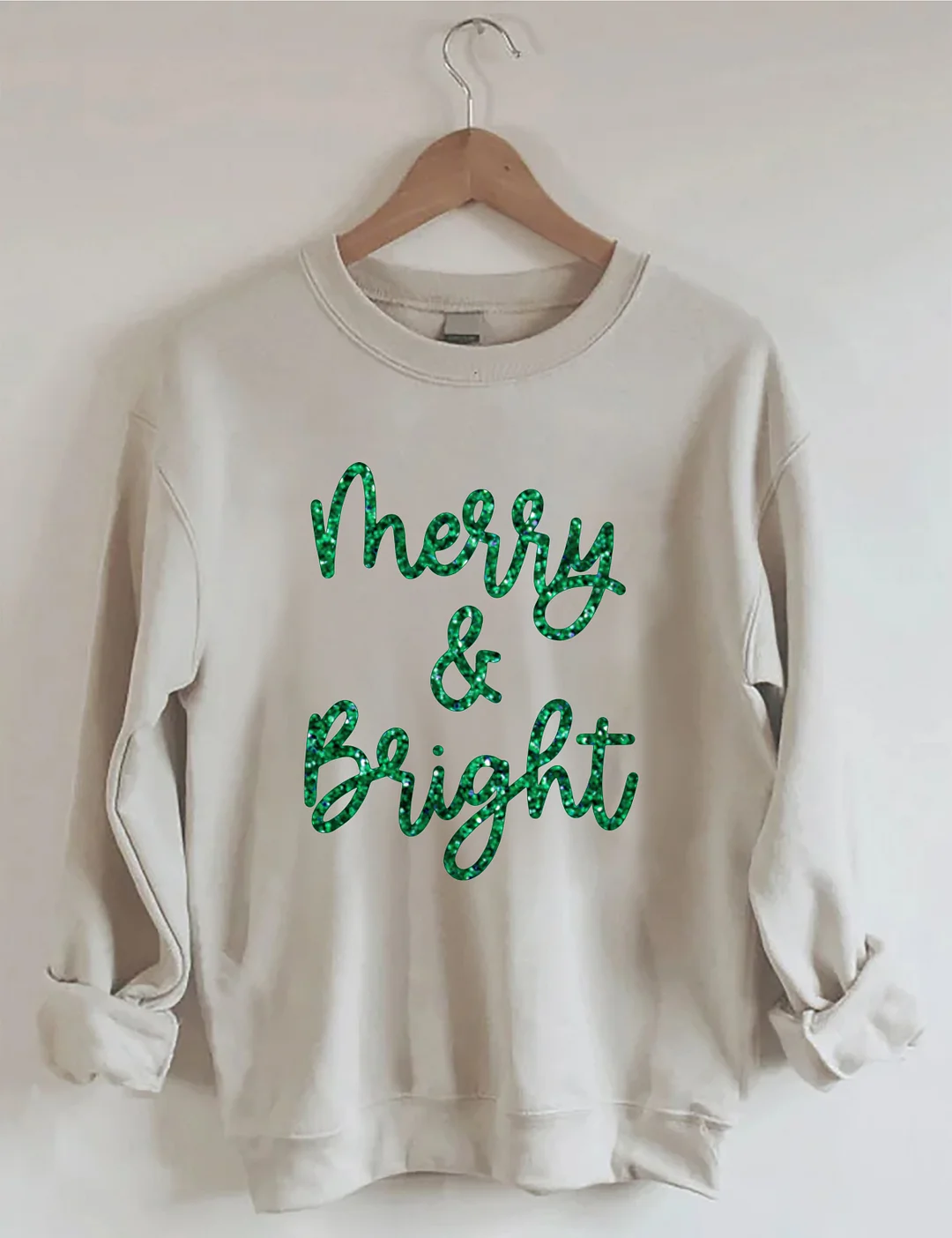 Sparkly Glitter Merry And Bright Sweatshirt