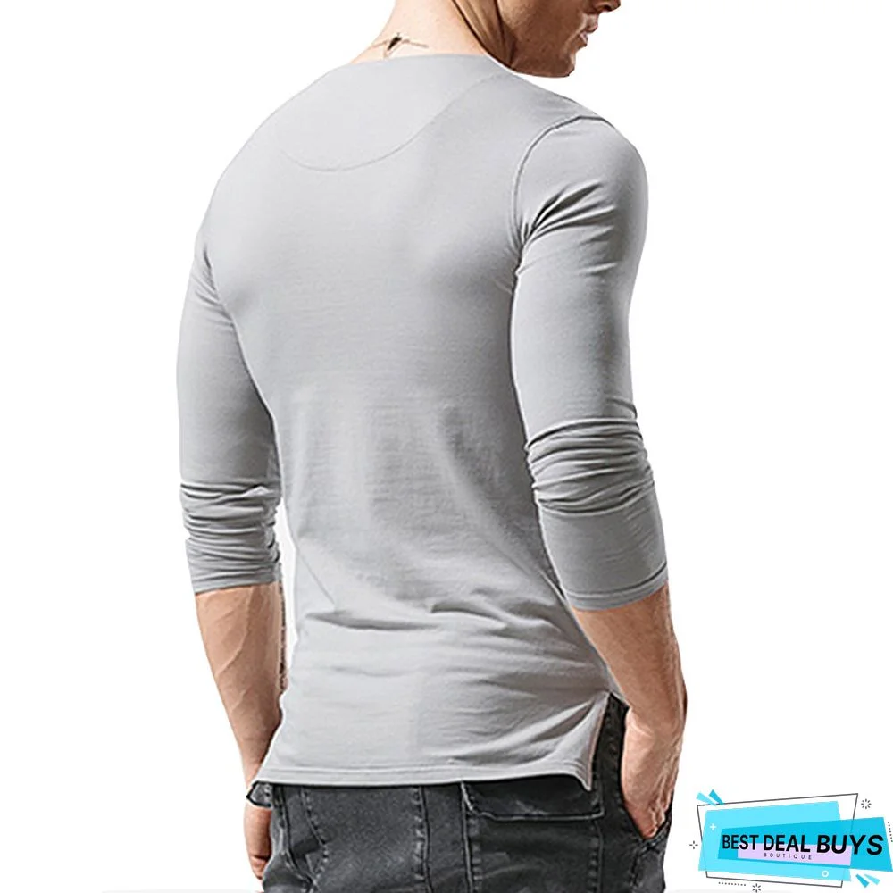 Men's Long Sleeved Round Neck T-Shirt Men's Bottom Shirt Men's T-Shirt