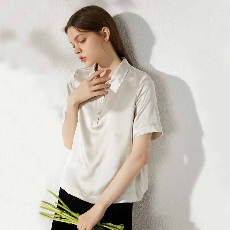 Women's Silk Polo T-shirt Short Sleeve REAL SILK LIFE