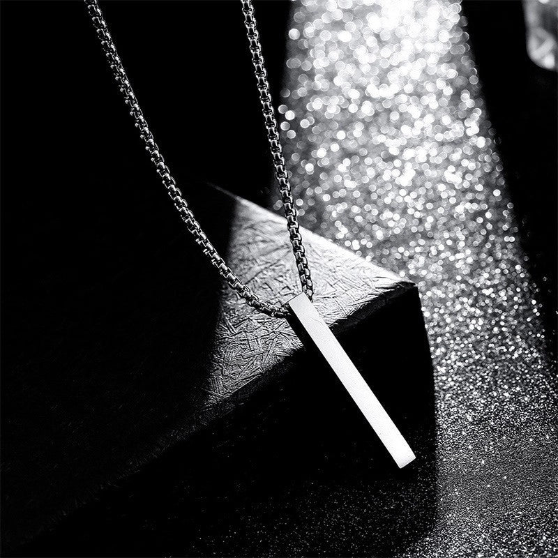 Titanium Steel Necklace Male Personality Column Design Stainless Steel Pendant Hip Hop Accessories New Jewelry Accessories Sweater Chain