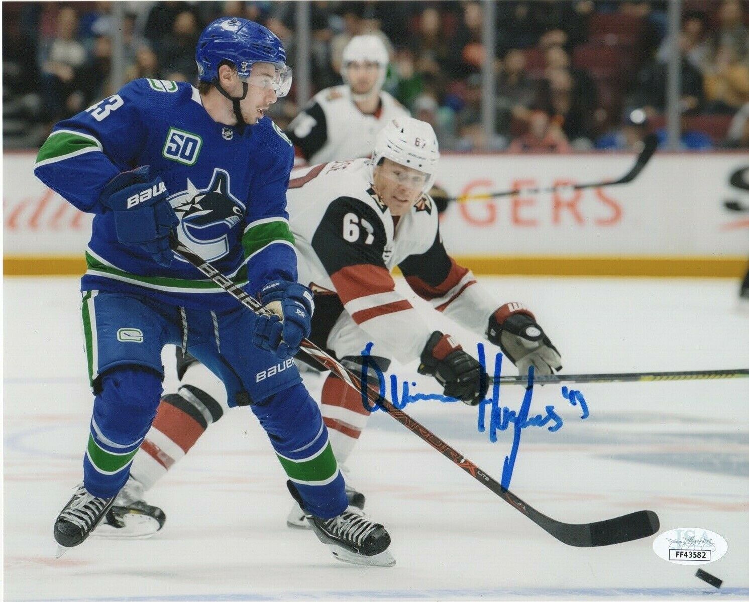 Vancouver Canucks Quinn Hughes Signed Autographed 8x10 NHL Photo Poster painting JSA COA #4