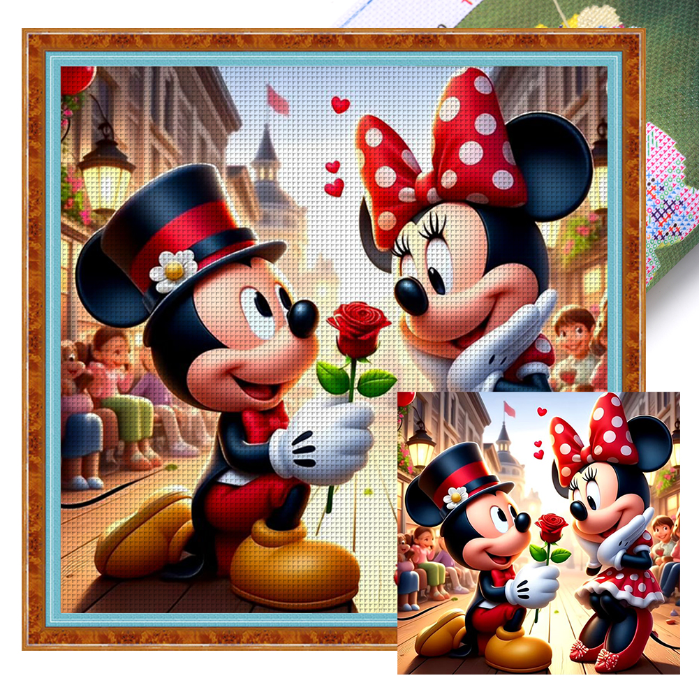 Valentine'S Day Mickey And Minnie Full 11CT Pre-stamped Canvas(45*45cm) Cross Stitch