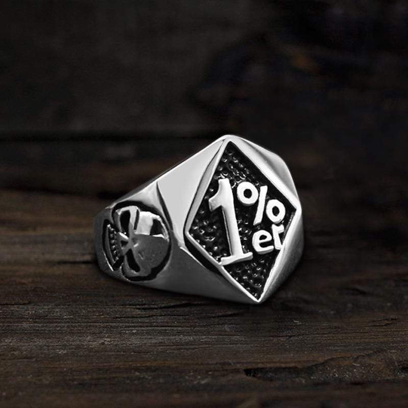 1% Stainless Steel Skull Ring
