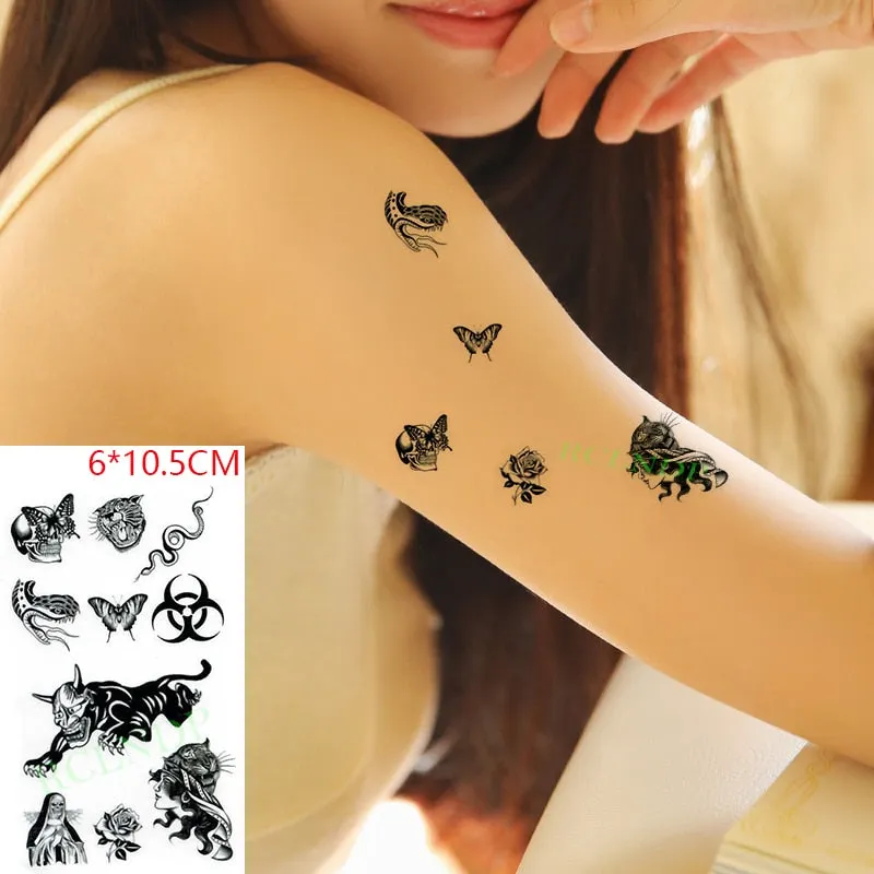 Waterproof Temporary Tattoo Sticker Animal Wolf Lion Eagle Tatto Flash Tatoo Hand Wrist Foot Arm Neck Fake Tattoos For Men Women