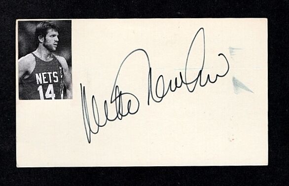 1970'S MIKE NEWLIN-NEW JERSEY NETS AUTOGRAPHED 3X5 CARD W/Photo Poster painting