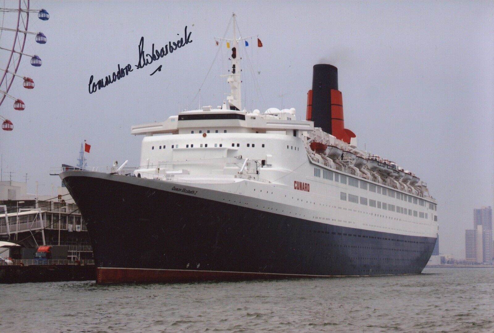 Cunard QE2 last Captain Commodore R.W Warwick signed Photo Poster painting - UACC DEALER SIGNING