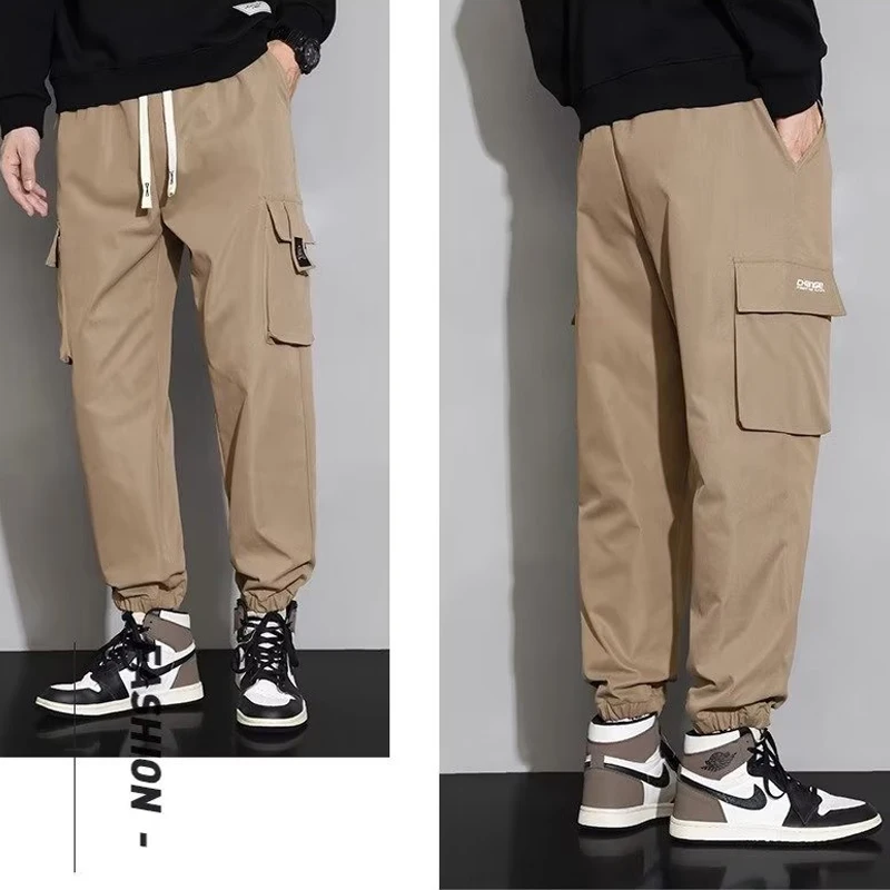 Gamintor Funky hip-hop broad-leg overalls function casual pants funky casual pants with baggy pockets with pants