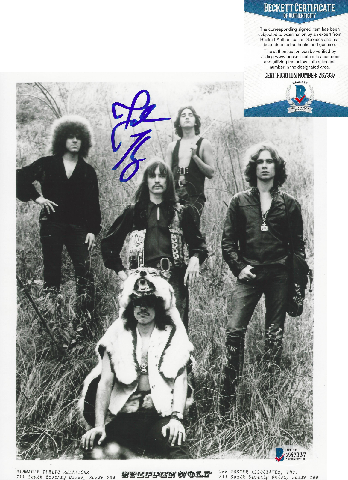 JOHN KAY - STEPPENWOLF BAND LEAD SINGER - SIGNED 8x10 Photo Poster painting BECKETT COA BAS