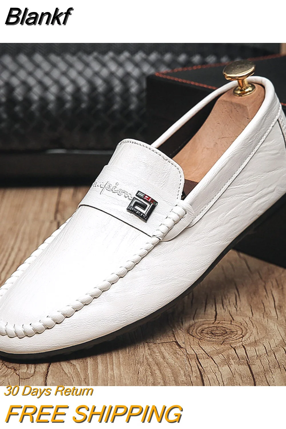 Blankf Spring Autumn Men's Dress Shoes White Loafers Leather Casual Shoes Slip on Moccasin Shoes Fashion Men Shoes Design Shoes