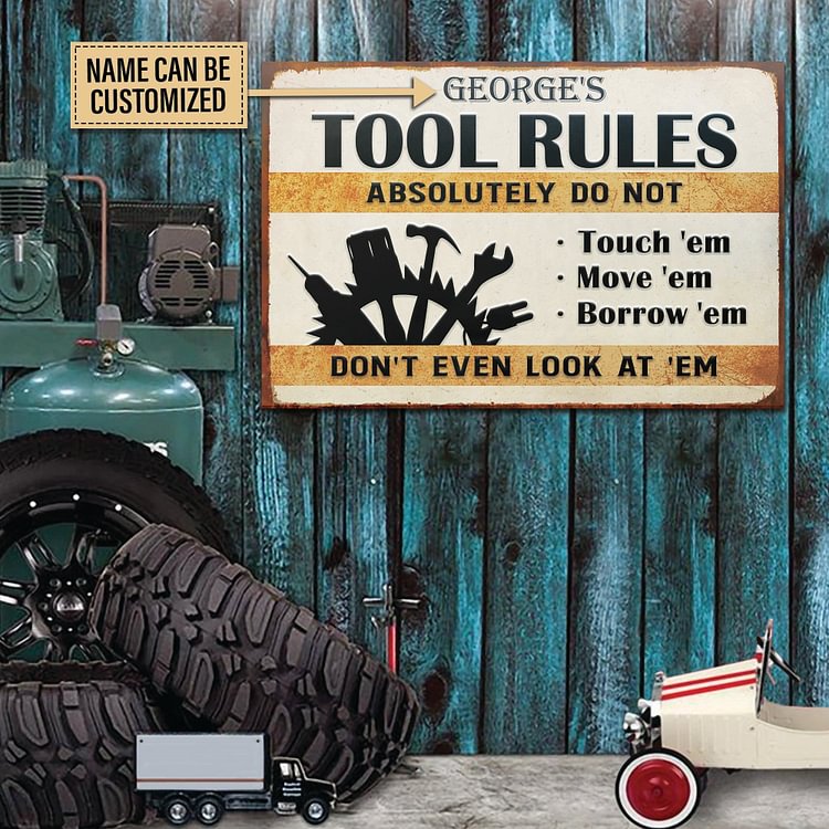 Mechanic Tool Rules Classic Metal Signs Custom Name