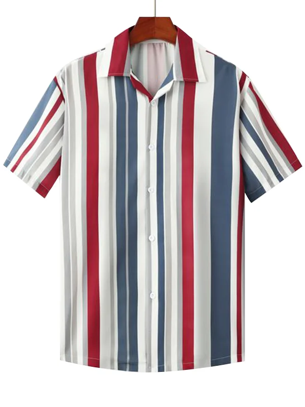 Casual Simple Striped Short-Sleeved Shirt