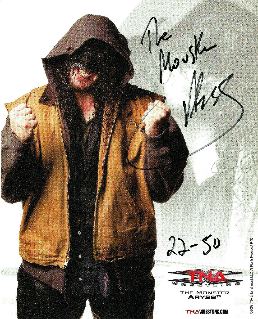 TNA THE MONSTER ABYSS P-36 HAND SIGNED AUTOGRAPHED 8X10 PROMO Photo Poster painting WITH COA