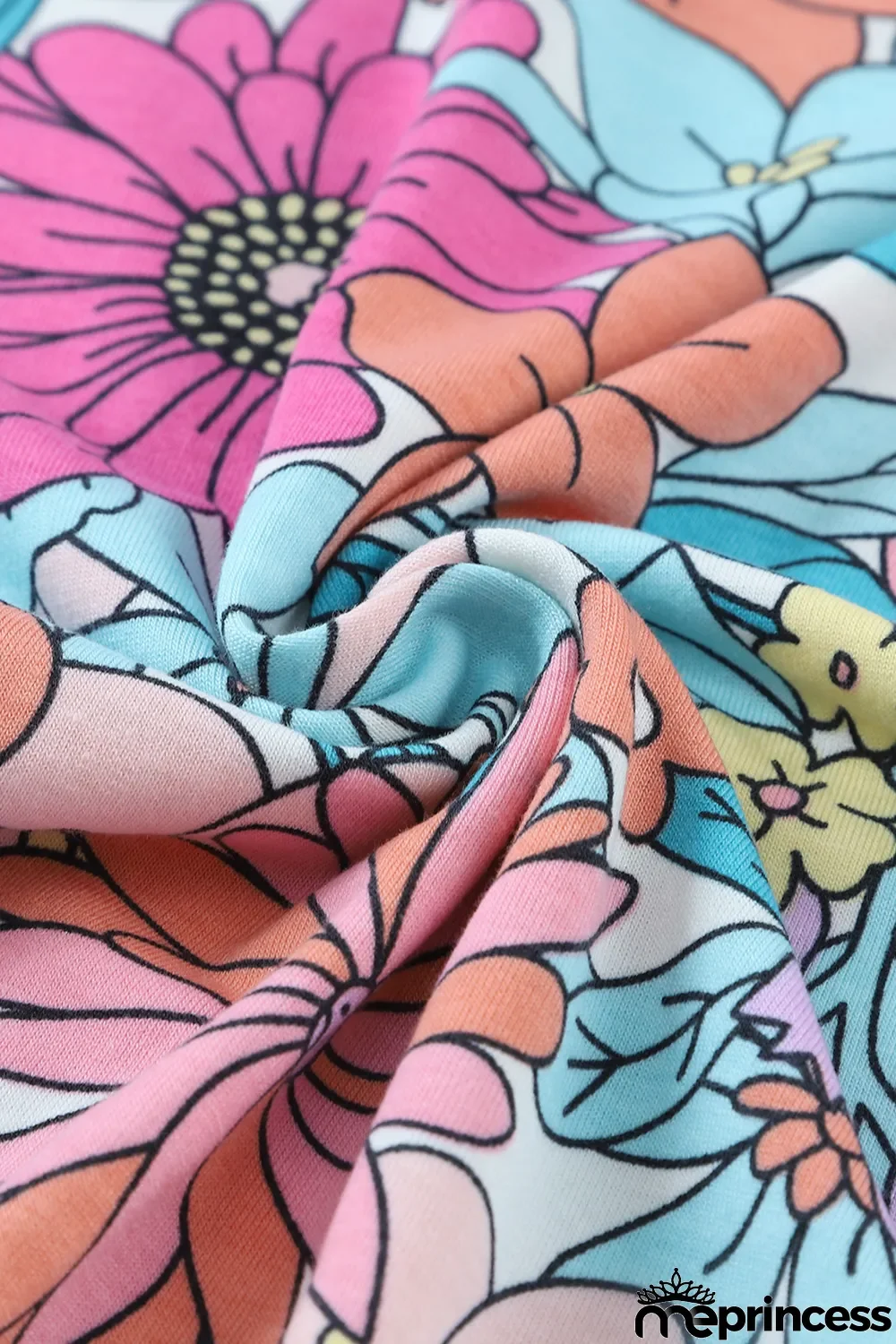 Multicolor Round Neck Sleeveless Floral Mini Dress