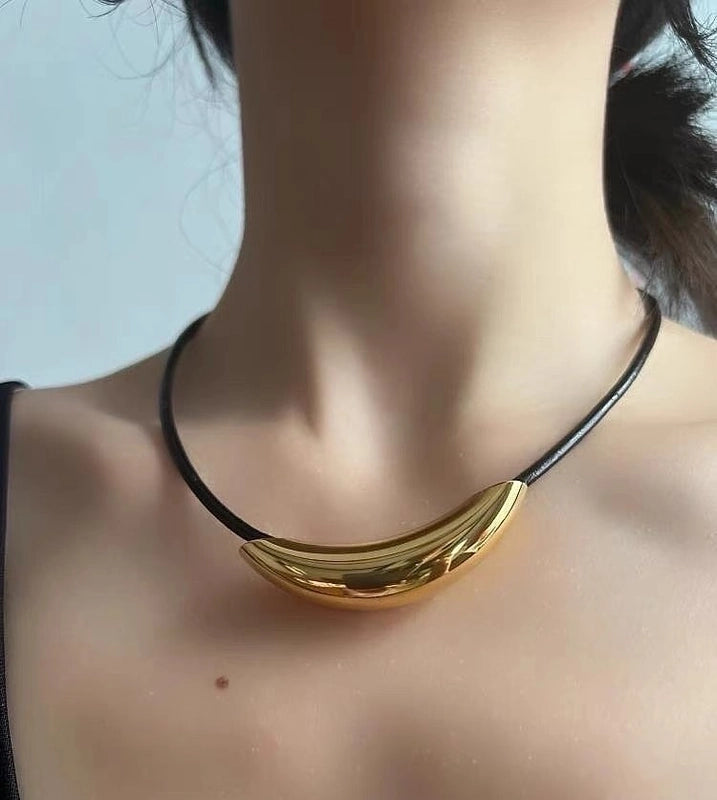 Commute Solid Color Titanium Steel Plating Gold Plated Choker