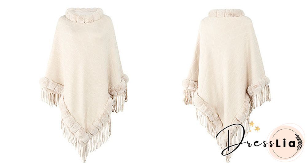 Round Neck Poncho Solid Color Cape Shawls